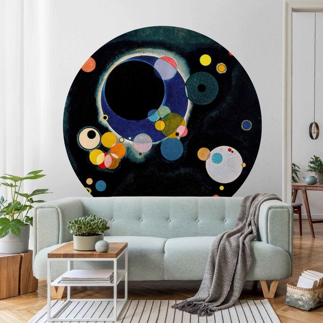 Runde Tapete selbstklebend - Wassily Kandinsky - Skizze Kreise