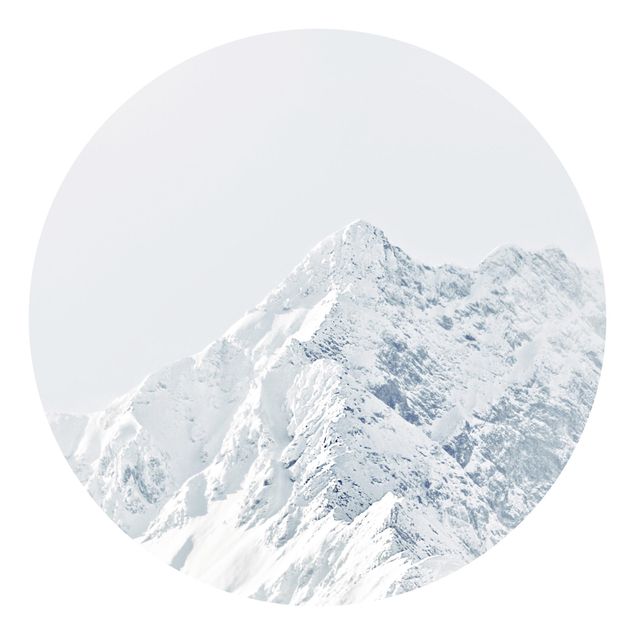 Runde Tapete selbstklebend - Weiße Berge