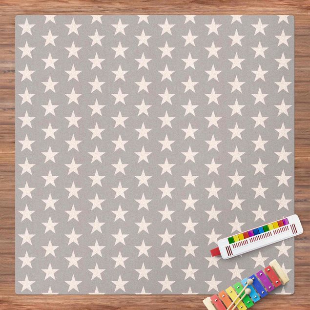 Moderne Teppiche Weiße Sterne auf grauem Hintergrund