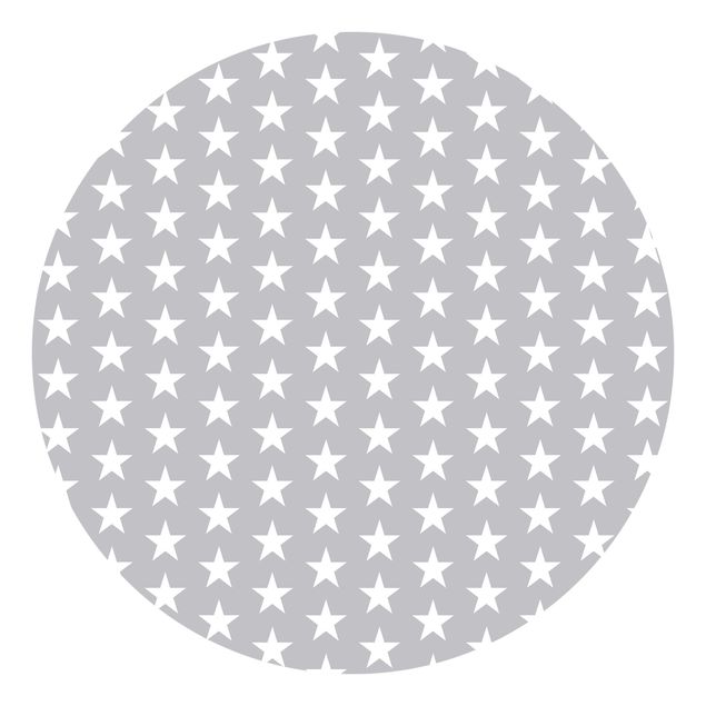 Runde Tapete selbstklebend - Weiße Sterne auf grauem Hintergrund