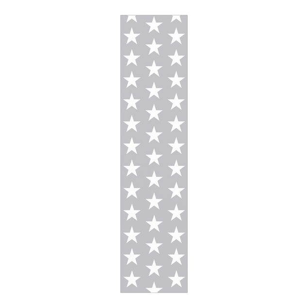 Schiebegardinen Set - Weiße Sterne auf grauen Hintergrund - Flächenvorhänge