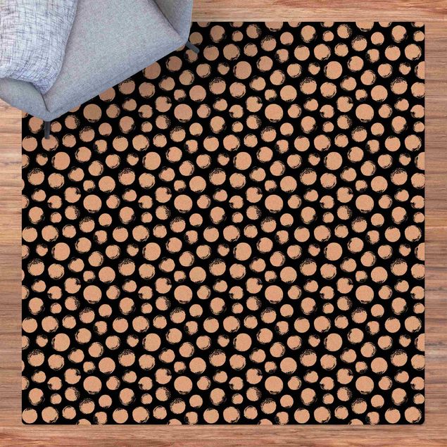 Moderne Teppiche Tusche Polkadots auf Schwarz