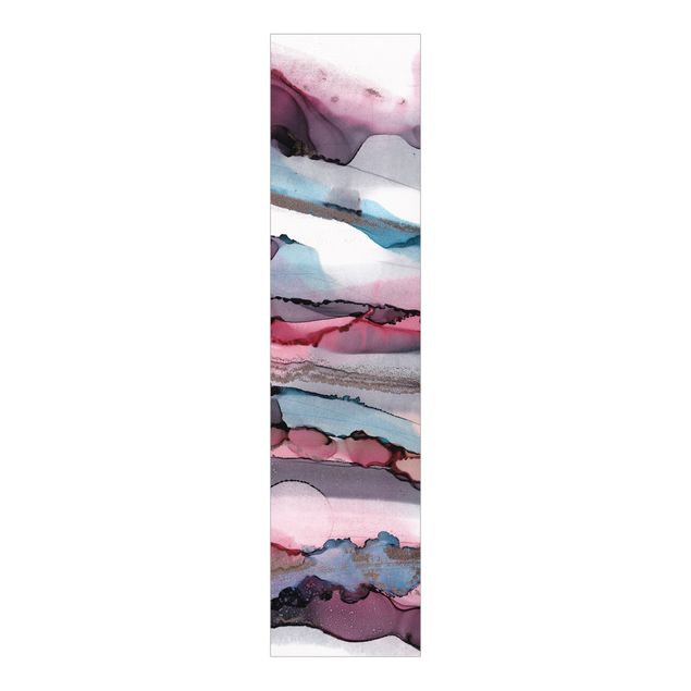 Schiebegardinen Set - Wellenreiten in Violett mit Roségold - Flächenvorhang