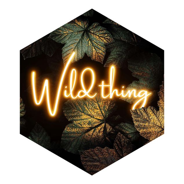 Hexagon Mustertapete selbstklebend - Wild Thing goldene Blätter