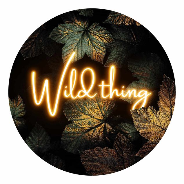 Runde Tapete selbstklebend - Wild Thing goldene Blätter