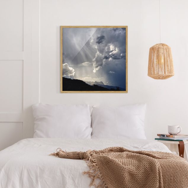Bild mit Rahmen - Wilde Wolken - Quadrat