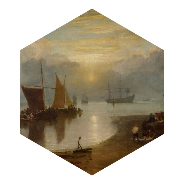 Hexagon Mustertapete selbstklebend - William Turner - Sonnenaufgang