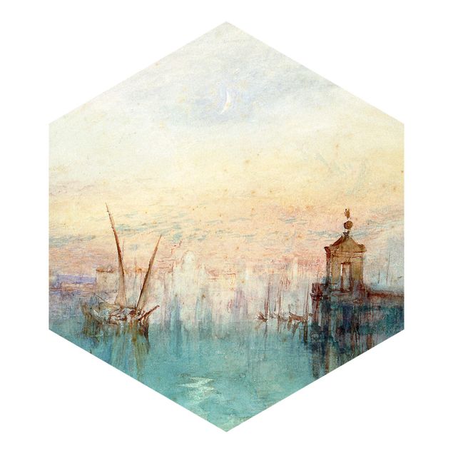 Hexagon Mustertapete selbstklebend - William Turner - Venedig mit Mond
