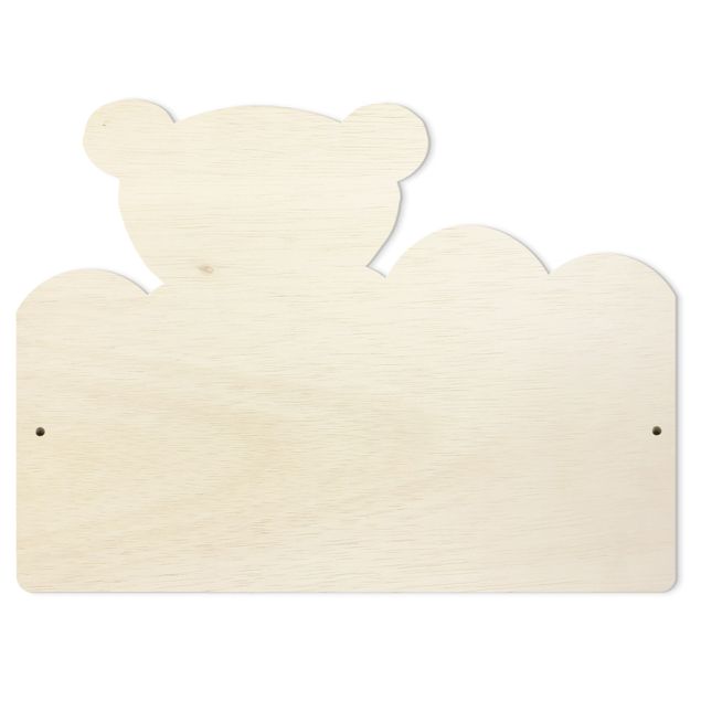 Kindergarderobe Holz - Wolken Teddy mit Wunschnamen