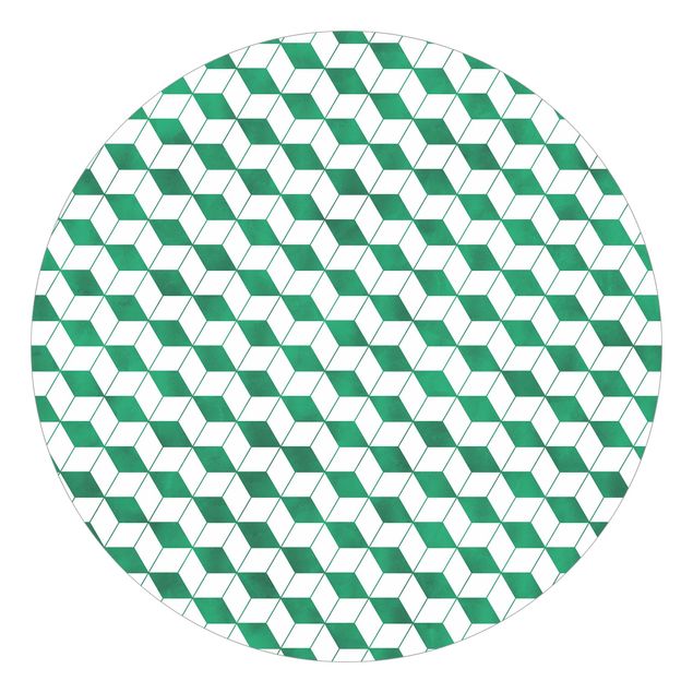 Runde Tapete selbstklebend - Würfel Muster in 3D