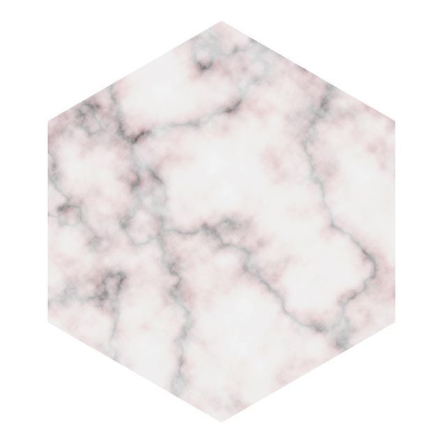 Hexagon Fototapete selbstklebend - Zarte Marmoroptik