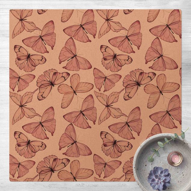 Moderner Teppich Zarte Rosa Schmetterlinge