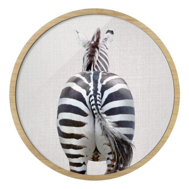 Rundes Gerahmtes Bild - Zebra von hinten
