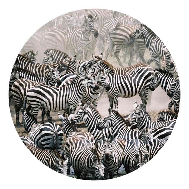 Runde Tapete selbstklebend - Zebraherde