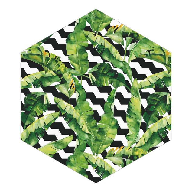 Hexagon Mustertapete selbstklebend - Zick Zack Geometrie Dschungel Muster