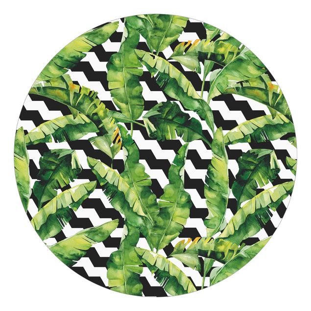 Runde Tapete selbstklebend - Zick Zack Geometrie Dschungel Muster