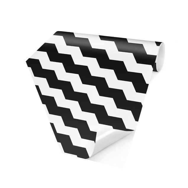 Hexagon Mustertapete selbstklebend - Zick Zack Geometrie Muster Schwarz-Weiß