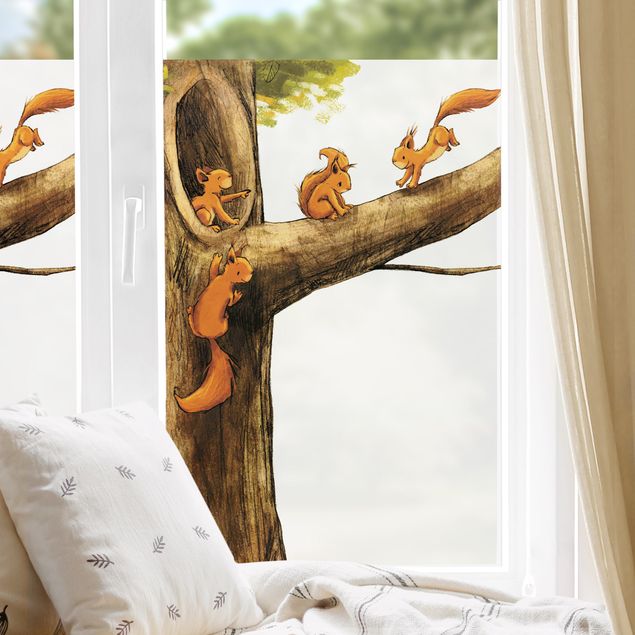 Fensterfolie - Sichtschutz - Zuhause der Einhörnchen - Fensterbilder